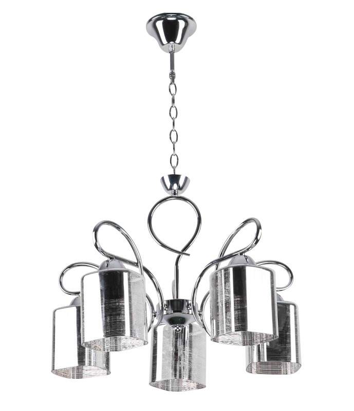 ITALO LAMPA WISZĄCA CHROMOWY 5X40W E27 KLOSZ SREBRNY 35-00705