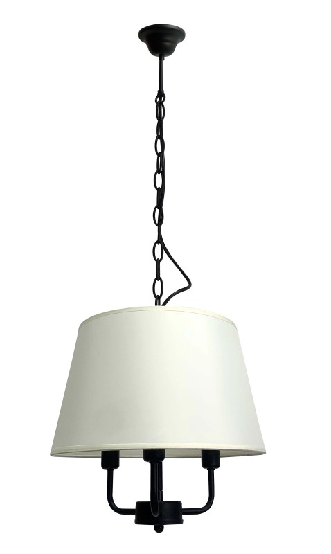 PASTERI LAMPA WISZĄCA CZARNY MATOWY 3X40 E14 ABAŻUR BEŻOWY 31-01351