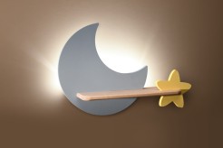 MOON LAMPA KINKIET ŚCIENNY 5W LED IQ KIDS Z PRZEWODEM Z WŁ. I WTYCZKĄ  SZARY+ZŁOTY 21-75727