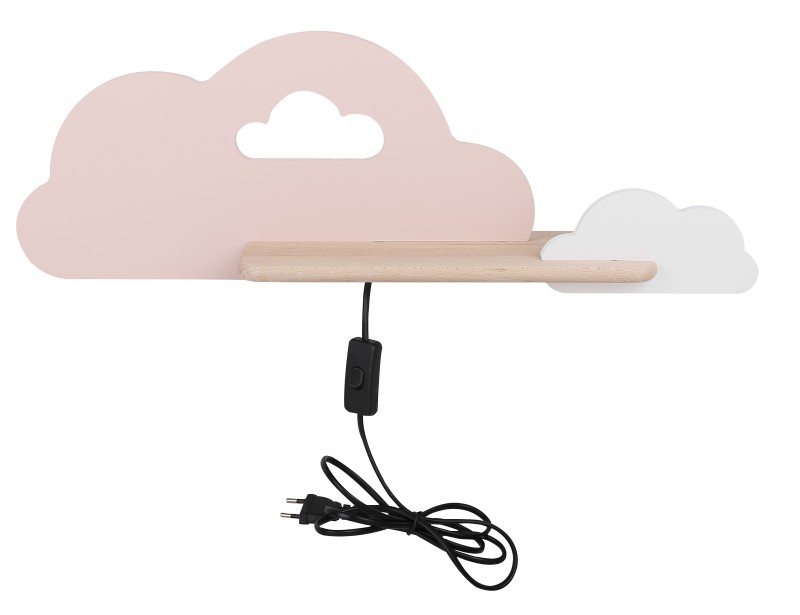 CLOUD LAMPA KINKIET ŚCIENNY 5W LED IQ KIDS Z PRZEWODEM Z WŁ. I WTYCZKĄ RÓŻOWY Z OTWOREM+BIAŁY 21-75741