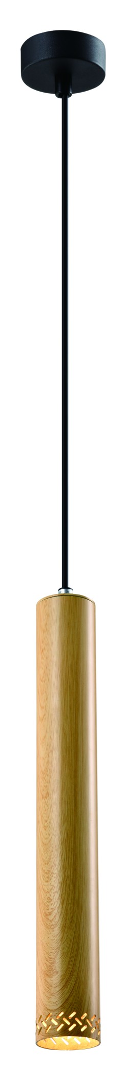 TUBO LAMPA WISZĄCA CZARNY 1X25W GU10 KLOSZ 40CM DREWNIANY 31-78599