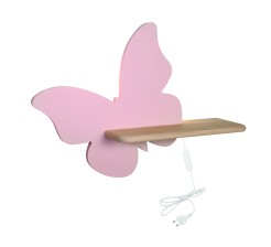 BUTTERFLY LAMPA KINKIET 5W LED 4000K IQ KIDS Z PRZEWODEM Z WŁ. I WTYCZKĄ RÓŻOWY 21-85177