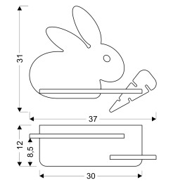 RABIT LAMPA KINKIET 4W LED 4000K IQ KIDS SZARY+BIAŁY 21-84743