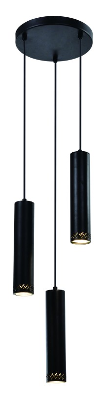 TUBO LAMPA WISZĄCA CZARNY TALERZ 3X25W GU10 KLOSZ MIX CZARNY 33-79084