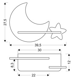 LAMPA MOON KINKIET ŚCIENNY 5W LED IQ KIDS SZARY+ZŁOTY 21-75574