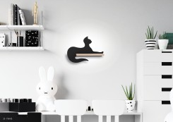 LAMPA CAT KINKIET ŚCIENNY 5W LED IQ KIDS SIEDZĄCY CZARNY 21-75642