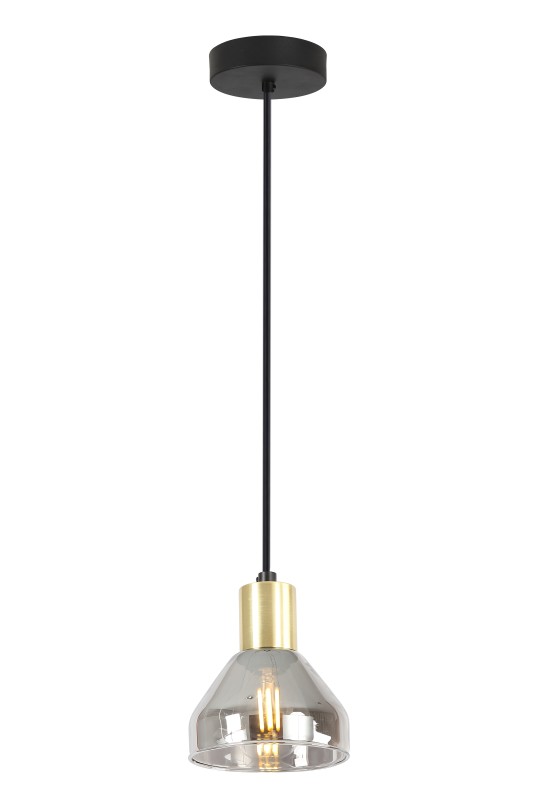 LAMPA WISZĄCA GREGORY CZARNY BRĄZ 1X40W E14 KLOSZ DYMIONY 31-78391