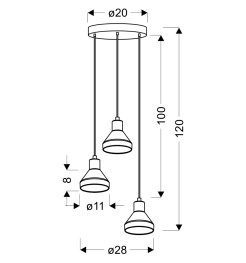 LAMPA WISZĄCA GREGORY TALERZ CZARNY BRĄZ 3X40W E14 KLOSZ DYMIONY 33-78995