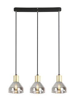 LAMPA WISZĄCA GREGORY CZARNY BRĄZ 3X40W E14 KLOSZ DYMIONY 33-79008