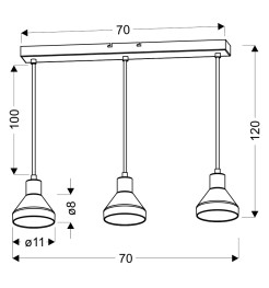 LAMPA WISZĄCA GREGORY CZARNY BRĄZ 3X40W E14 KLOSZ DYMIONY 33-79008