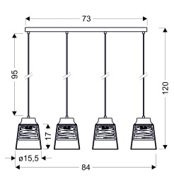 FRESNO LAMPA WISZĄCA CZARNY 4X60W E27 KLOSZ BEZBARWNY 34-78124