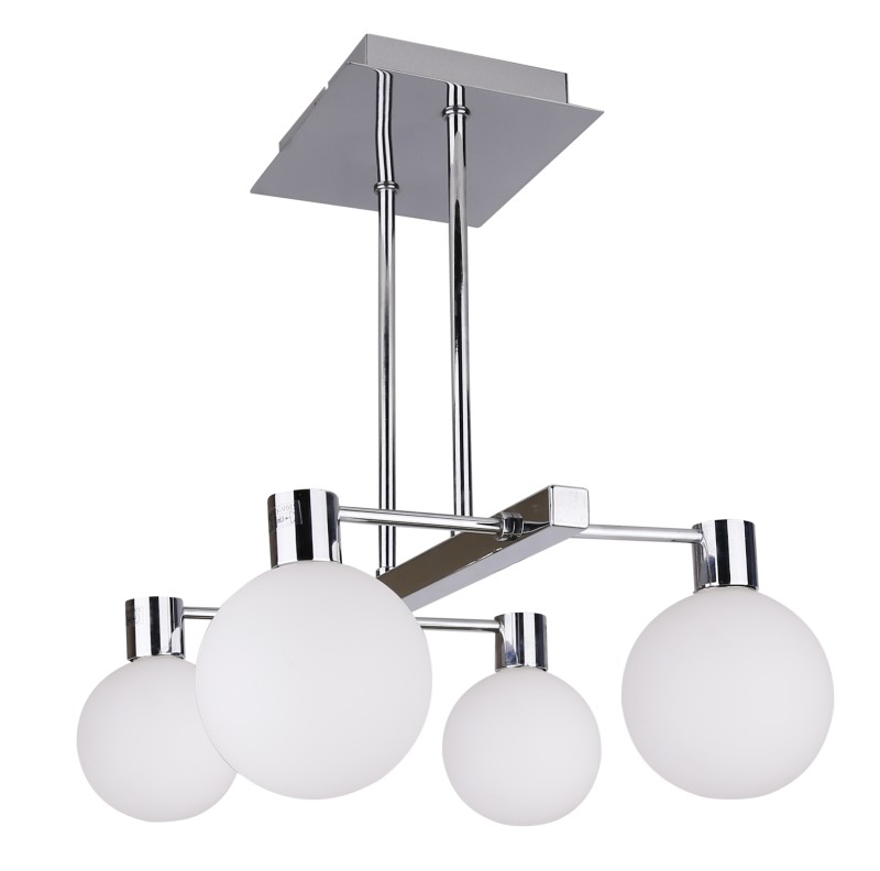 MALDUS LAMPA WISZĄCA CHROMOWY SZTYCA 4X40W G9 KLOSZ BIAŁY 34-01467