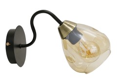 UNICA LAMPA KINKIET CZARNY+ZŁOTY 1X40W E27 KLOSZ DYMIONY 21-00866