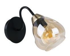 UNICA LAMPA KINKIET CZARNY+ZŁOTY 1X40W E27 KLOSZ DYMIONY 21-00866