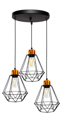 PRIMO LAMPA WISZĄCA TALERZ CZARNY+PATYNA 3X60W E27 KLOSZ CZARNY 33-00323