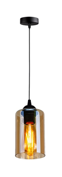 BISTRO LAMPA WISZĄCA CZARNY 1X40W E27 KLOSZ BRĄZOWY 31-00569