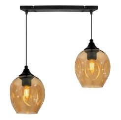 ASPA LAMPA WISZĄCA CZARNY 2X40W E27 KLOSZ BRĄZOWY 32-00590