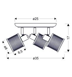 LAMPA SUFITOWA CANABERA PLAFON KAWOWE ZŁOTO 3X40W E14 KLOSZ BURSZTYNOWY 98-83098