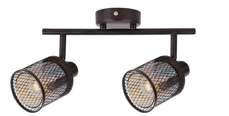 LAMPA SUFITOWA CANABERA KAWOWE ZŁOTO 2X40W E14 KLOSZ BURSZTYNOWY 92-81766