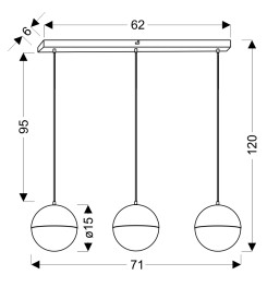 FURNI LAMPA WISZĄCA 70X15 3X5W LED CZARNY 4000K APETI A0031-330