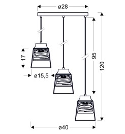 FRESNO LAMPA WISZĄCA TALERZ CZARNY 3X60W E27 KLOSZ BEZBARWNY 33-78988