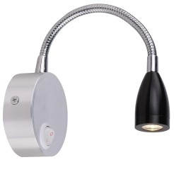 DINO KINKIET 3W LED CHROM/ALUMINIUM KLOSZ STOŻEK CZARNY 21-43122