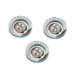 ZESTAW TRZECH OPRAW SS-23 CH/TR+WH GU10 50W+LED SMD 230V BIAŁY 2,1W CHROM OPR. STROP. STAŁA OKRĄGŁA SZKŁO TRANSPARENTNE 99-54777