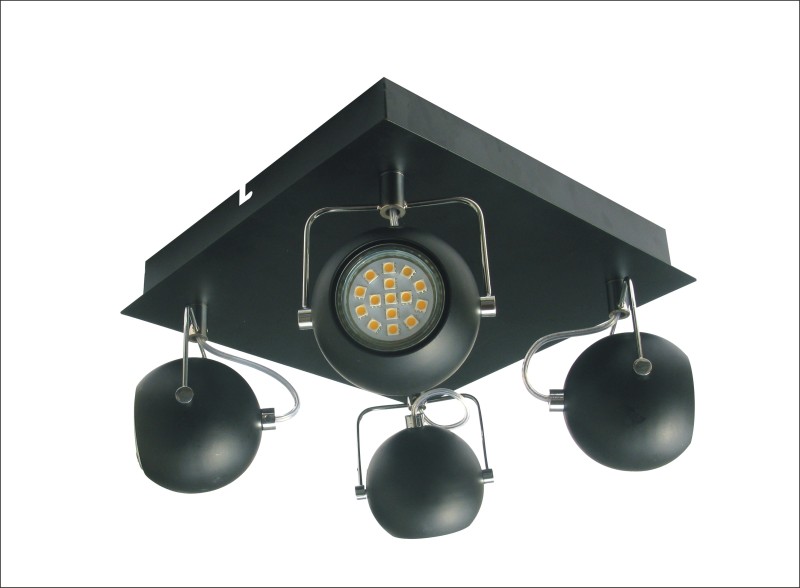 PLAFON TONY 4X3W LED GU10 CZARNY MATOWY 98-25036-Z