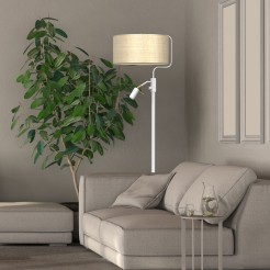 Lampa podłogowa MARSHALL WHITE / RATTAN 1xE27 + 1x mini GU10 MLP7492