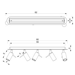 Lampa sufitowa PRESTON BLACK/CHROME 5x mini GU10 MLP7621