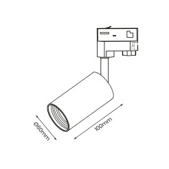 Pipe Track Spot Light White 1xGU10 - 3 Circuit ML7678