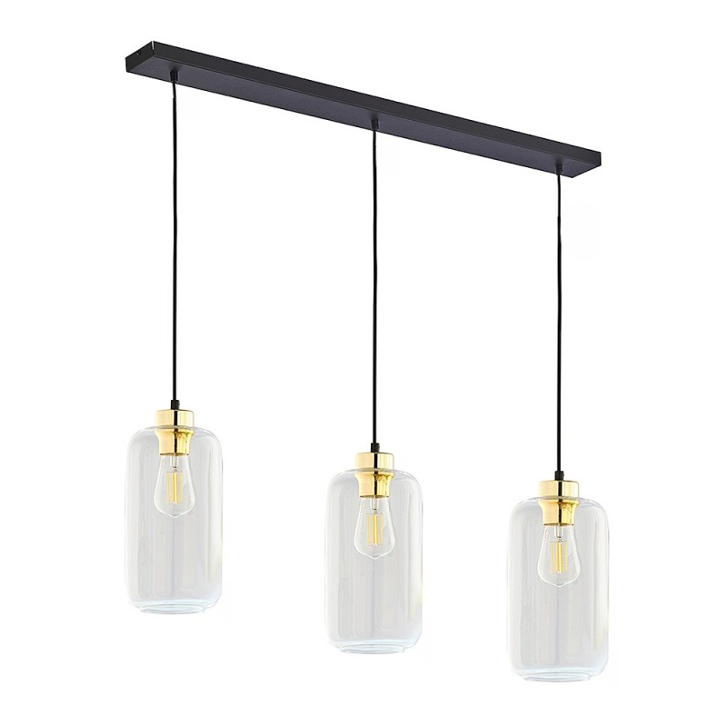 MARCO TRANSPARENT LAMPA WISZĄCA 3 PŁ LISTWA CZARNY 6037