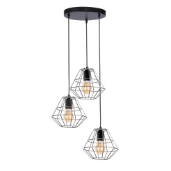 DIAMOND BLACK/CHROME LAMPA WISZĄCA 3 PŁ KOŁO  776