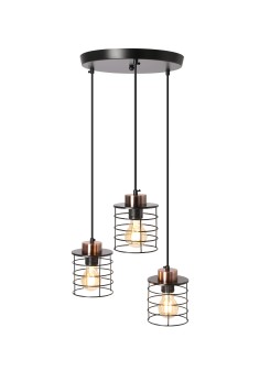 GLOB LAMPA WISZĄCA CZARNY+ZŁOTY TALERZ 3X40W E27 KLOSZ CZARNY 33-00408