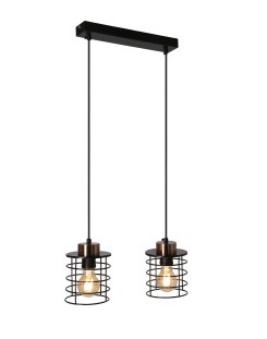 GLOB LAMPA WISZĄCA CZARNY+ZŁOTY 2X40W E27 KLOSZ CZARNY 32-00361