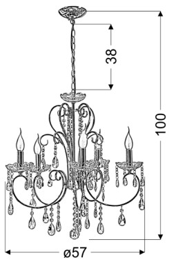 AURORA LAMPA WISZĄCA 5*40W E14  ZŁOTO 35-08575