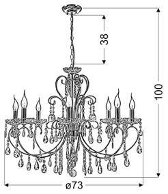 AURORA LAMPA WISZĄCA 8*40W E14 ZŁOTO 38-98644