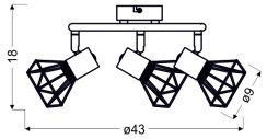 VERVE LAMPA SUFITOWA SPIRALA 3X40W E14 CZARNY ABAŻUR ZŁOTY 98-62611