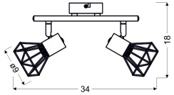 VERVE LAMPA SUFITOWA LISTWA 2X40W E14 MATOWY SZARY 92-60976