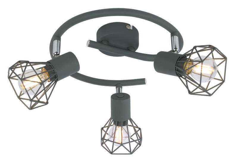 VERVE LAMPA SUFITOWA SPIRALA 3X40W E14 MATOWY SZARY 98-60990