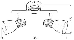 ANABEL 2 LAMPA SUFITOWA LISTWA 2XMAX25W E14 BIAŁY + DREWNO 92-61676