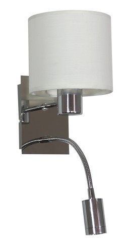 SYLWANA LAMPA KINKIET 1X40W E14 + LED Z WYŁĄCZNIKIEM CHROM / BIAŁY 21-28648