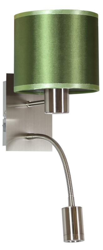 SYLWANA LAMPA KINKIET 1X40W E14 + LED Z WYŁĄCZNIKIEM CHROM / ZIELONY CIEMNY 21-29294