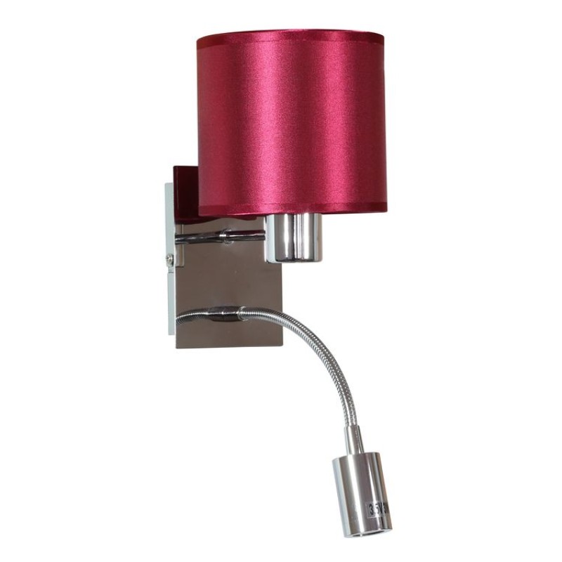 SYLWANA LAMPA KINKIET 1X40W E14 + LED Z WYŁĄCZNIKIEM CHROM / BURGUND CIEMNY 21-29317