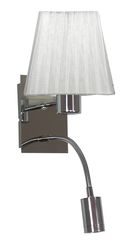 SYLWANA LAMPA KINKIET 1X40W E14 + LED Z WYŁĄCZNIKIEM CHROM / BIAŁY KWADRAT 21-57150