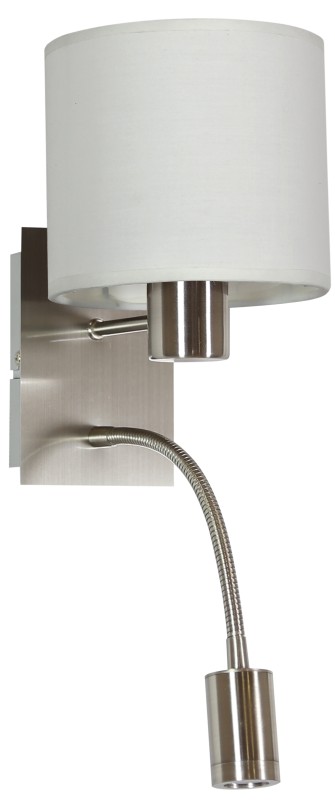 SYLWANA LAMPA KINKIET 1X40W E14 + LED Z WYŁĄCZNIKIEM SATYNA NIKIEL / BIAŁY 21-29362