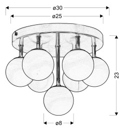 ETIUDA LAMPA SUFITOWA PLAFON 7XG9/40W 230V NIKIEL MAT 97-89314