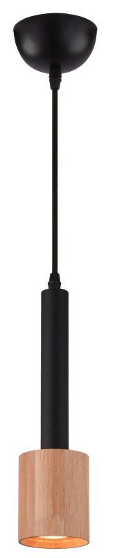 TANTAL LAMPA WISZĄCA 7,5CM 1X50W GU10 CZARNY + DREWNO 31-58768