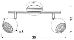 LAMPA BALT LISTWA 2 X MAX 50W GU10 SATYNA BEZ ŻARÓWEK 92-60617