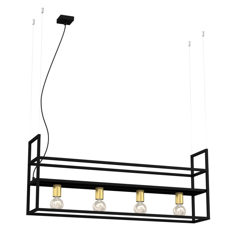 Ceiling hanging shelf with light black/gold 4 1593